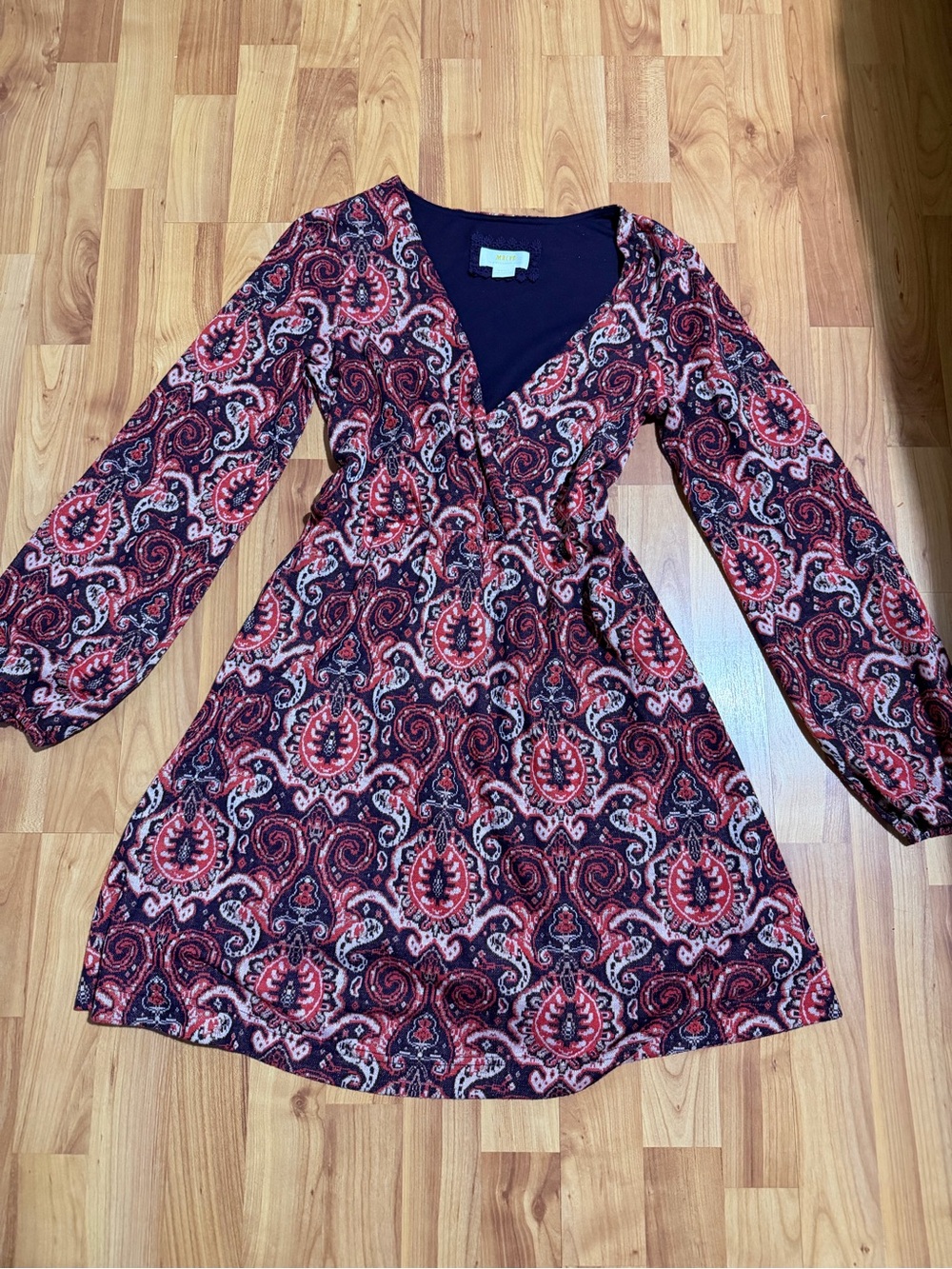 Maeve by Anthropologie Women’s Paisley V-Neck Long Sleeve Dress